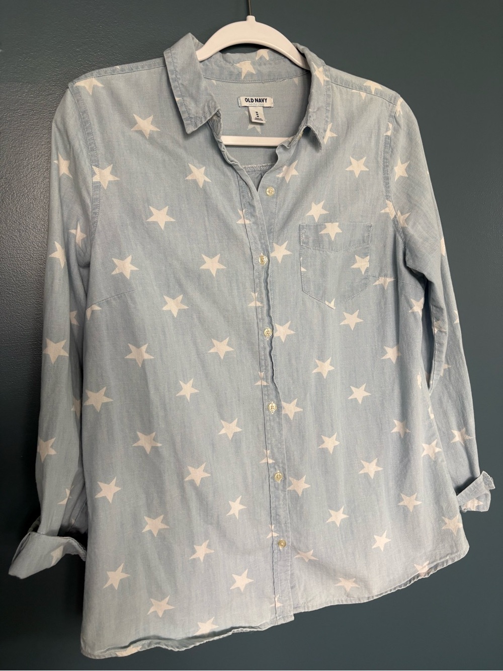 Old Navy Light Blue Star-Print Button Down Shirt